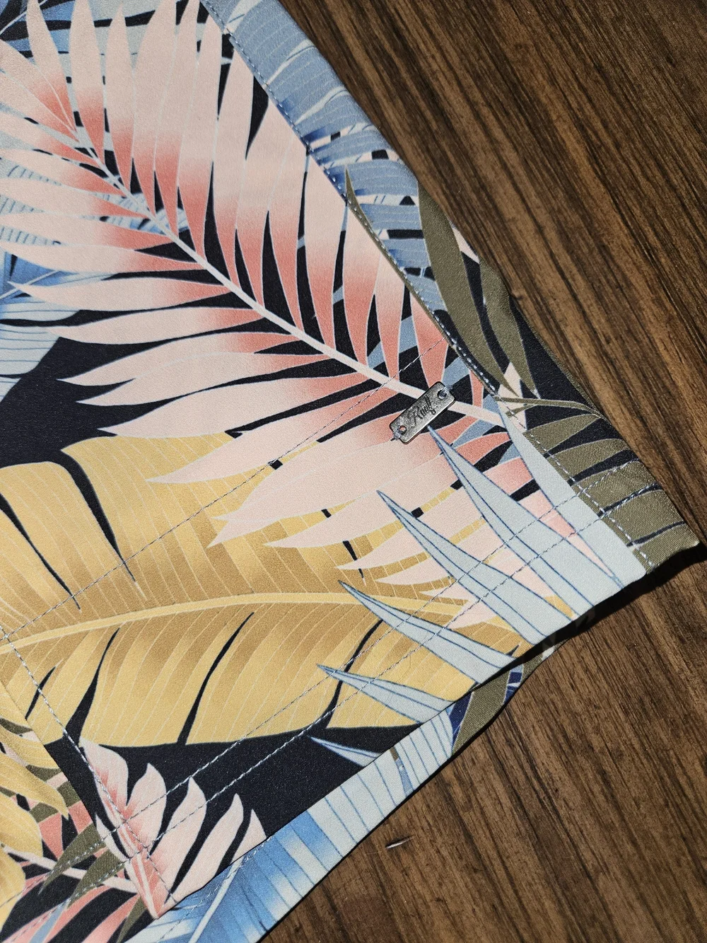 Reef Tropical Palm Print Bermuda Shorts - Blue/Yellow/Pink